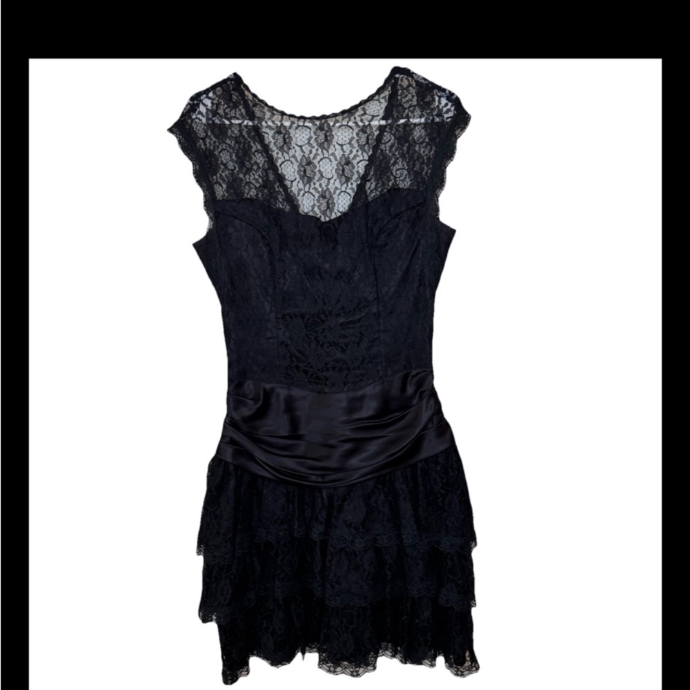 Vintage Gunne Sax Black Lace Dress